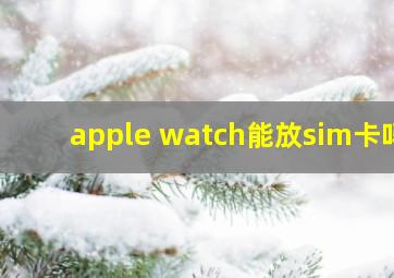 apple watch能放sim卡吗